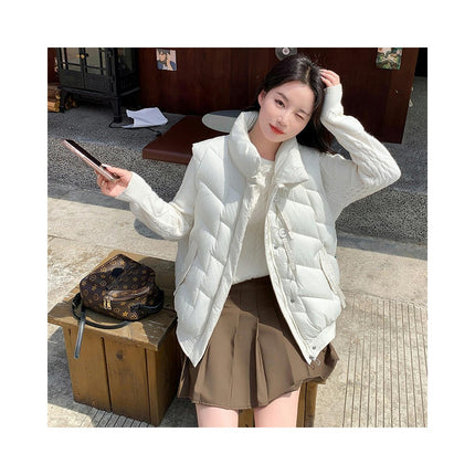 Women's Puffer Vest Stand Collar Sleeveless Gilet Zip Up Warm Vest Jacket