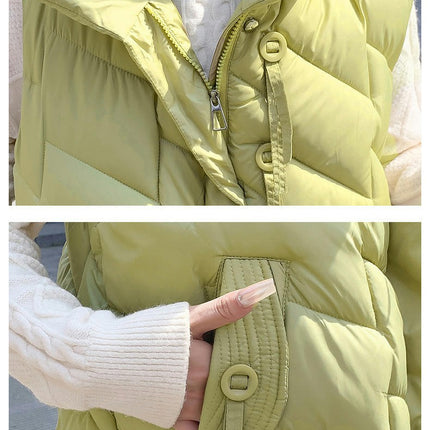 Women's Puffer Vest Stand Collar Sleeveless Gilet Zip Up Warm Vest Jacket