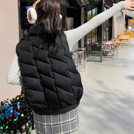 Women's Puffer Vest Stand Collar Sleeveless Gilet Zip Up Warm Vest Jacket