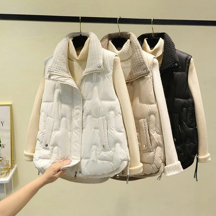Women's Sleeveless Puffer Vest Zip Up Stand Collar Winter Jackets Vest with Pockets