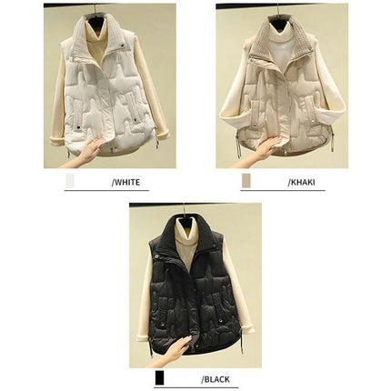 Women's Sleeveless Puffer Vest Zip Up Stand Collar Winter Jackets Vest with Pockets