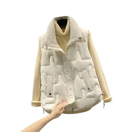 Women's Sleeveless Puffer Vest Zip Up Stand Collar Winter Jackets Vest with Pockets