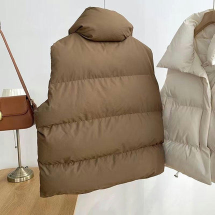 Women Zip Up Sleeveless Puffer Vests Stand Collar Gilet Jacket with Pockets