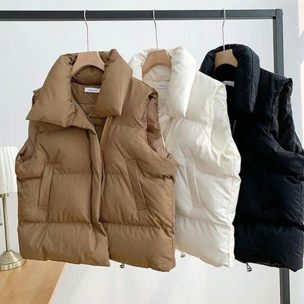 Women Zip Up Sleeveless Puffer Vests Stand Collar Gilet Jacket with Pockets