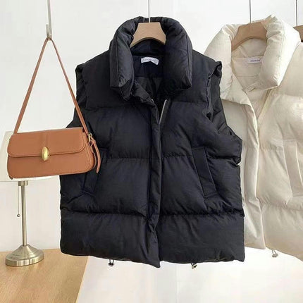 Women Zip Up Sleeveless Puffer Vests Stand Collar Gilet Jacket with Pockets