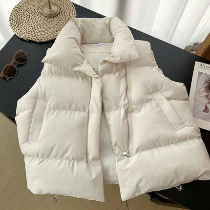 Women Zip Up Sleeveless Puffer Vests Stand Collar Gilet Jacket with Pockets