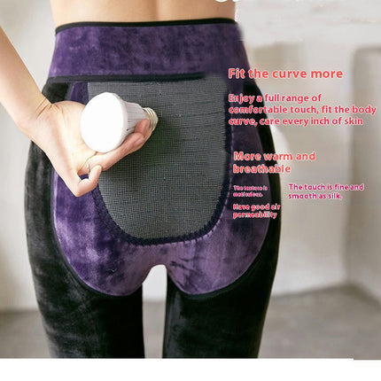 Women's Lined Fleece Leggings Graphene Padded Thickened Warm Stomping Leg Tights