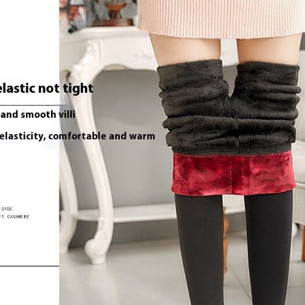 Winter Warm Opaque Fleece Lined Tights for Women High Waist Elastic Thick Thermal Tights-A2