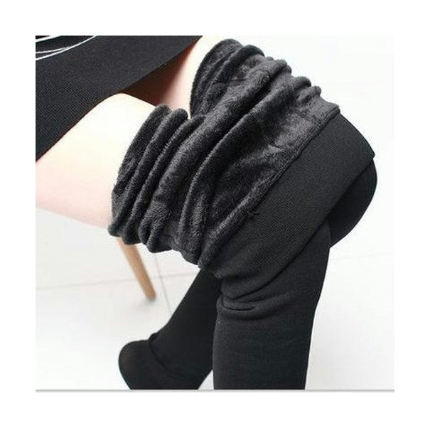 Women's Plus Fleece Opaque Leggings - 200D High Waist Shaping Tights