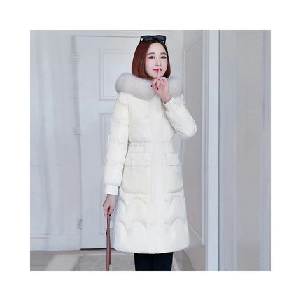 Women's Winter Thicken Coat Warm Long Puffer Jacket with Faux Fur Hood