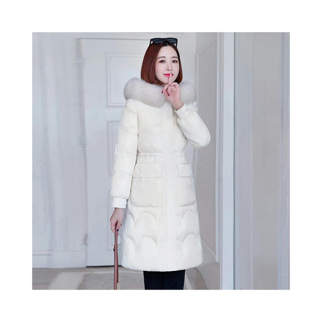 Women's Winter Thicken Coat Warm Long Puffer Jacket with Faux Fur Hood