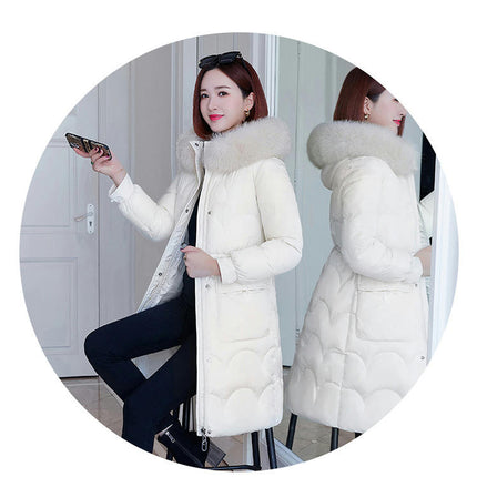 Women's Winter Thicken Coat Warm Long Puffer Jacket with Faux Fur Hood