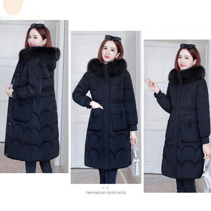 Women's Winter Thicken Coat Warm Long Puffer Jacket with Faux Fur Hood