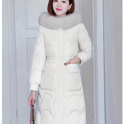 Women's Winter Thicken Coat Warm Long Puffer Jacket with Faux Fur Hood