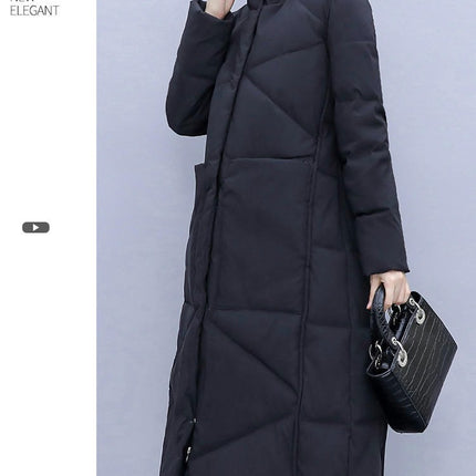 Women's Hooded Long Puffer Coat Winter Thickened Jacket Down Outwear
