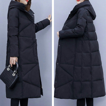Women's Hooded Long Puffer Coat Winter Thickened Jacket Down Outwear
