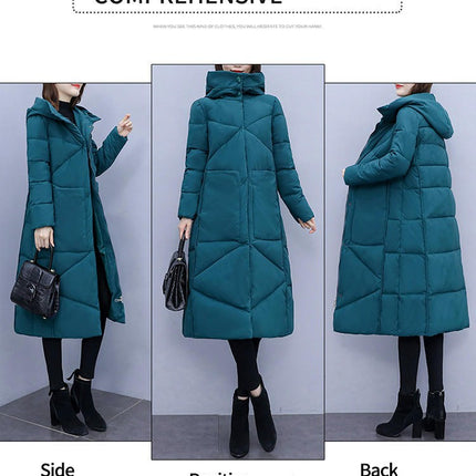 Women's Hooded Long Puffer Coat Winter Thickened Jacket Down Outwear