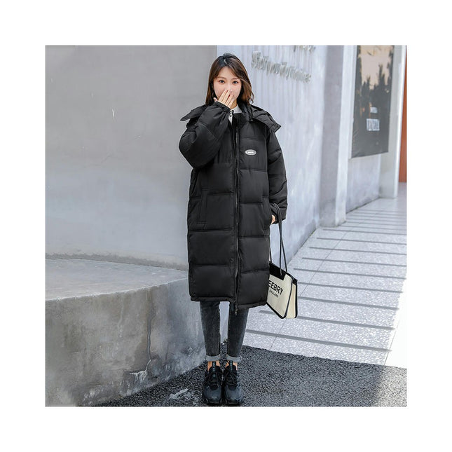 Women Long Quilted Coat Hooded Long Sleeve Puffer Jacket Padded Winter Outerwear