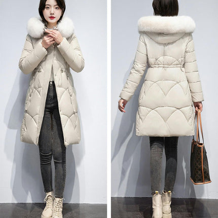 Women's Winter Coat Puffer Warm Long Jacket with Faux Fur Hood