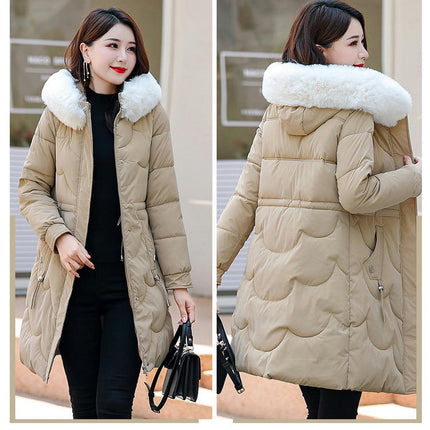 Women's Winter Coat Thickened Puffer Jacket with Faux Fur Hood