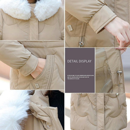 Women's Winter Coat Thickened Puffer Jacket with Faux Fur Hood