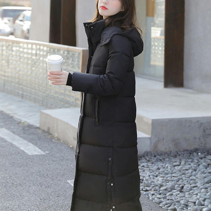 Women's Hooded Long Down Jacket Thickened Maxi Puffer Coat Quilted Outerwear
