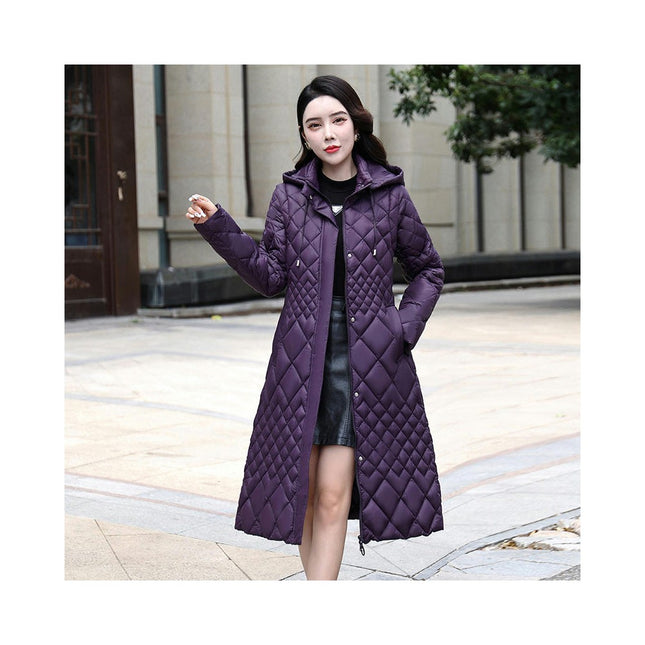 Women's Winter Hooded Puffer Jacket Outwear Long Quilted Down Coat