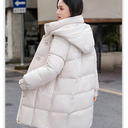 Women Puffer Coat Winter Hooded Jacket Padded Long Sleeve Outerwear