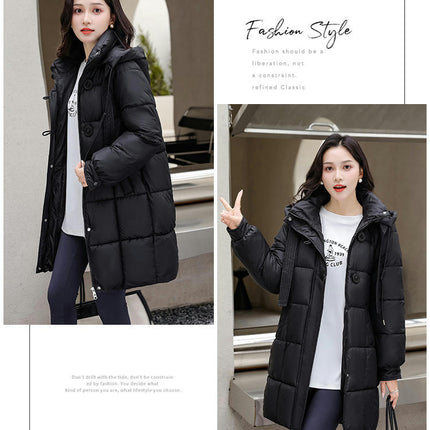 Women Puffer Coat Winter Hooded Jacket Padded Long Sleeve Outerwear