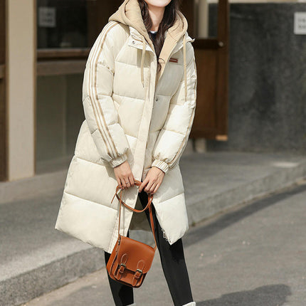 Women's Thickened Down Coat Winter Puffer Long Padded Jacket Outwear with Hood