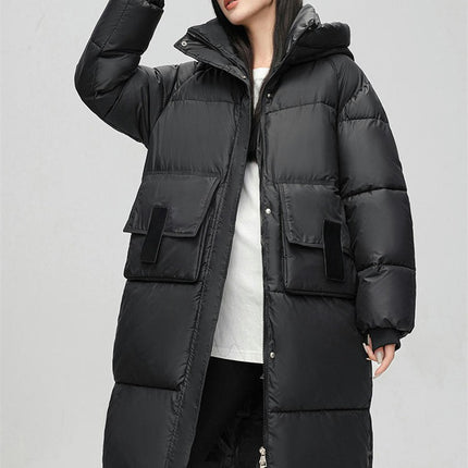 Women's Winter Down Coat Long Padded Puffer Jacket Outwear with Hood