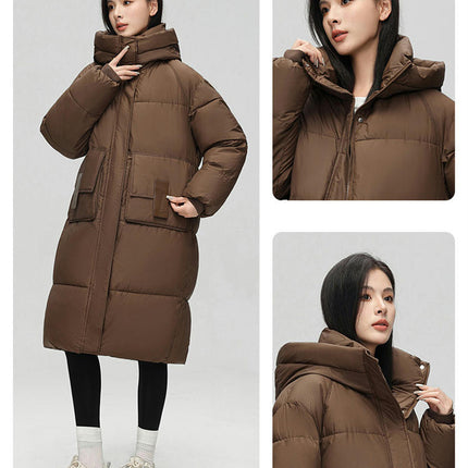 Women's Winter Down Coat Long Padded Puffer Jacket Outwear with Hood