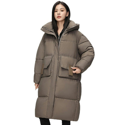 Women's Winter Down Coat Long Padded Puffer Jacket Outwear with Hood