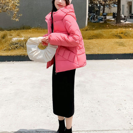 Women's Winter Cropped Padded Coats Hooded Quilted Puffer Jacket