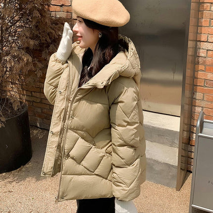 Women's Winter Cropped Padded Coats Hooded Quilted Puffer Jacket