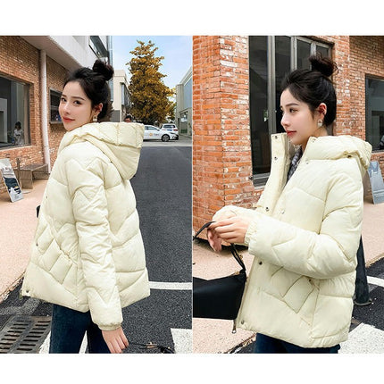 Women's Winter Cropped Padded Coats Hooded Quilted Puffer Jacket