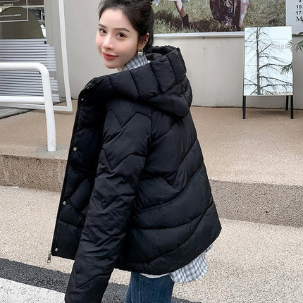 Women's Winter Cropped Padded Coats Hooded Quilted Puffer Jacket