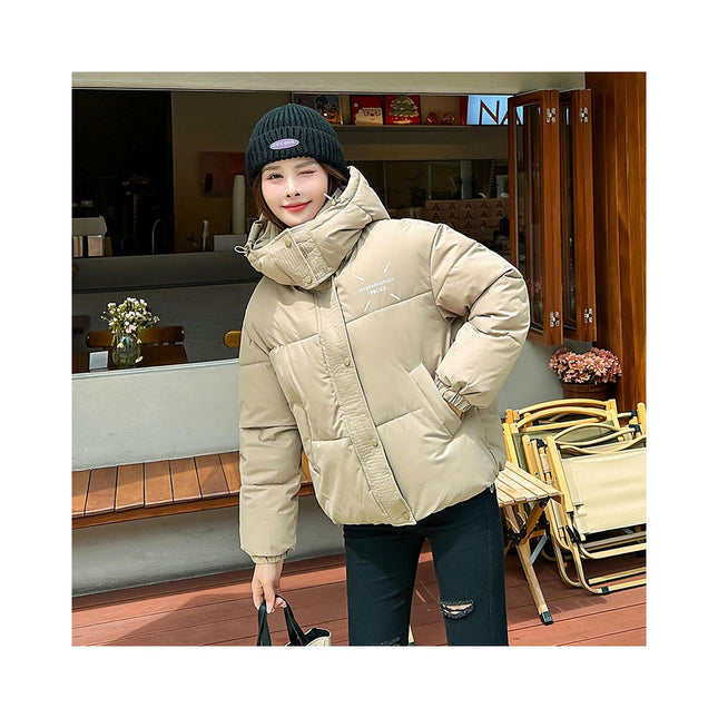 Women's Cropped Hooded Puffer Coat Zip Up Winter Quilted Short Jacket Outerwear