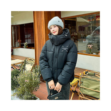 Women's Cropped Hooded Puffer Coat Zip Up Winter Quilted Short Jacket Outerwear