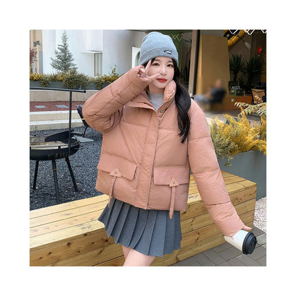 Women's Winter Cropped Padded Puffer Jacket Stand Collar Zip Up Coats
