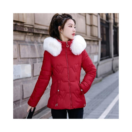 Women's Winter Cropped Hooded Puffer Coat Long Sleeve Zip Up Hooded Jacket