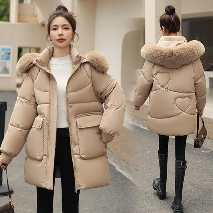 Womens Hooded Padded Puffer Jacket Thicken Full-Zip Winter Quilted Down Coat