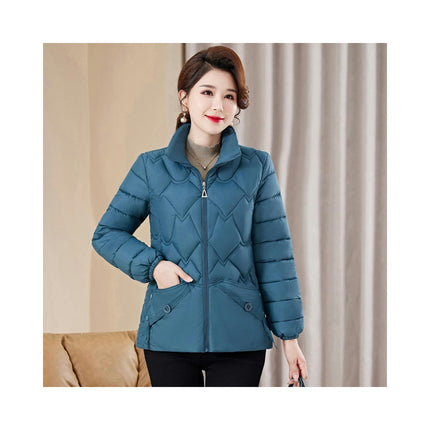 Women's Winter Cropped Puffer Jacket Short Stand Collar Quilted Coat