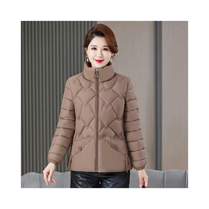 Women's Winter Cropped Puffer Jacket Short Stand Collar Quilted Coat