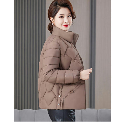Women's Winter Cropped Puffer Jacket Short Stand Collar Quilted Coat