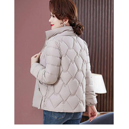 Women's Winter Cropped Puffer Jacket Short Stand Collar Quilted Coat