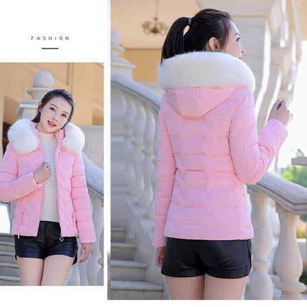 Women's Winter Cropped Puffer Jacket Zip Up Quilted Hooded Coat