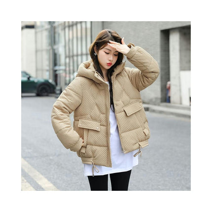 Women's Winter Cropped Puffer Jacket Zip Up Hooded Padded Outerwear