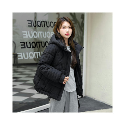 Women's Winter Cropped Puffer Jacket Zip Up Hooded Padded Outerwear