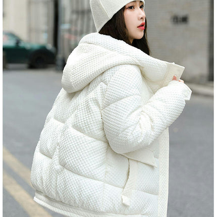 Women's Winter Cropped Puffer Jacket Zip Up Hooded Padded Outerwear